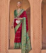 Elora Soft Silk Printed Patola Saree For Women (Red)