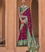 Elora Soft Silk Printed Patola Saree For Women (Maroon)