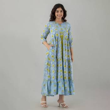 Sky blue color anarkali kurta 1