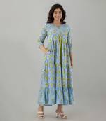 Sky blue color anarkali kurta