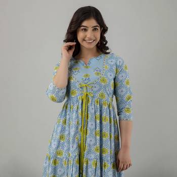Sky blue color anarkali kurta 2