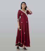 Maroon color embellished anarkali kurta