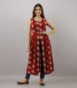 Maroon color frontslit kurti