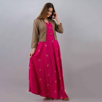 Rani color anarkali kurta with jacket 1