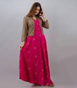 Rani color anarkali kurta with jacket