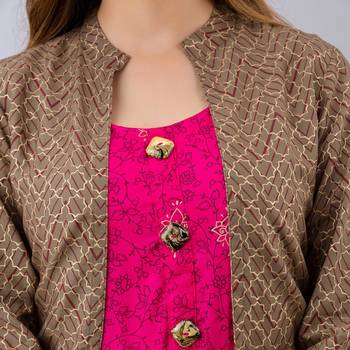 Rani color anarkali kurta with jacket 2