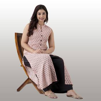 Peach color straight kurta 1