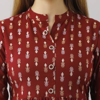 Maroon color floral printed tunic tops 2