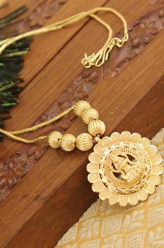 Temple gold plated lakshmi necklace