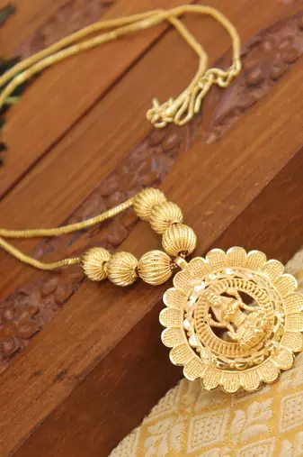 Temple gold plated lakshmi necklace