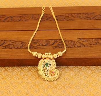 Temple gold plated mango palakka necklace 1