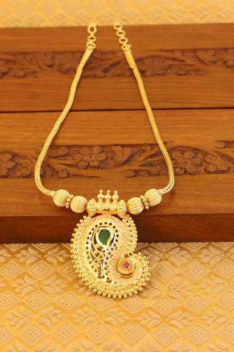 Temple gold plated mango palakka necklace