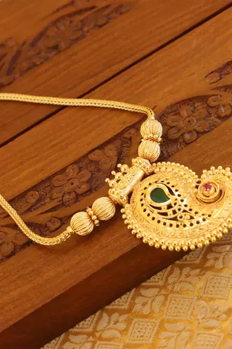 Temple gold plated mango palakka necklace