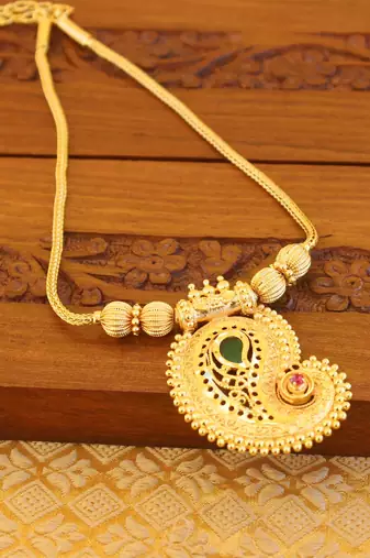 Temple gold plated mango palakka necklace