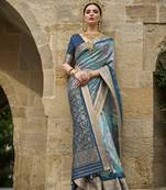 Elora soft silk bnarasi woven saree for women (sky blue)