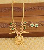 Temple gold plated palakka lakshmi necklace