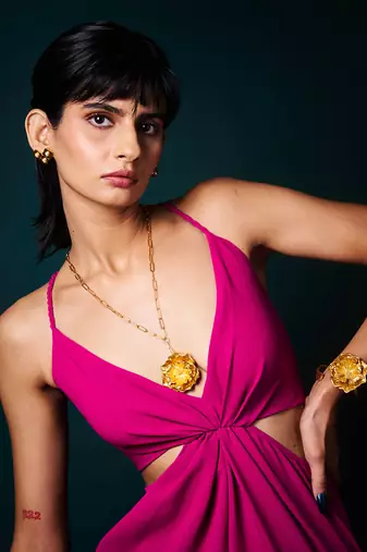 Champa  jewellery set with long necklace and bracelet