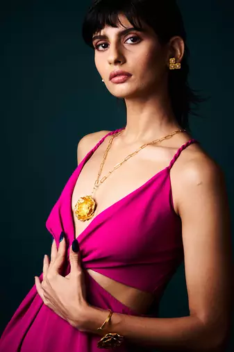 Champa  jewellery set with long necklace and bracelet