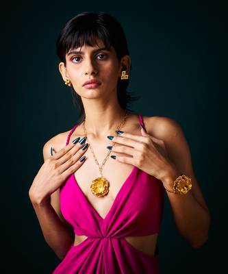 Champa  jewellery set with long necklace and bracelet 4