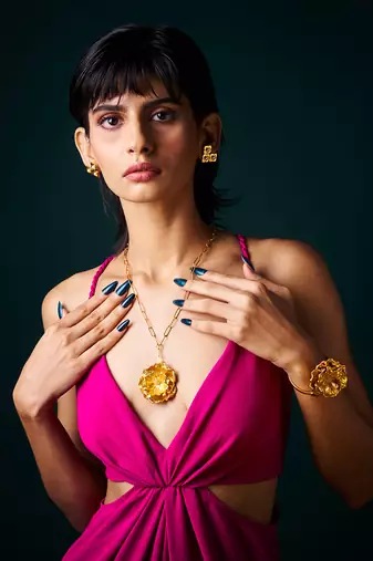 Champa  jewellery set with long necklace and bracelet