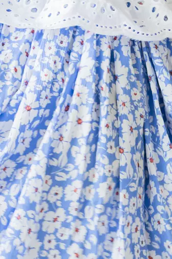 girl's blue floral rayon dress