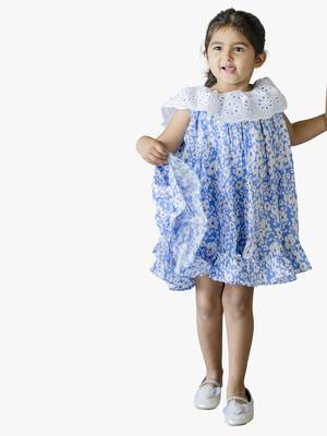 girl's blue floral rayon dress 3