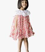 girl's red floral rayon dress