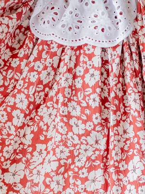 girl's red floral rayon dress 2