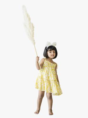 girl's yellow floral rayon dress 1
