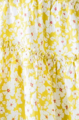 girl's yellow floral rayon dress