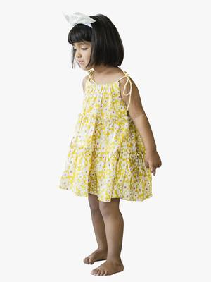 girl's yellow floral rayon dress 4