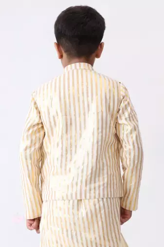 off-white cotton hand embroidered nehru jacket
