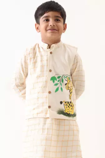 Jilmil boy cotton hand-painted nehru jacket