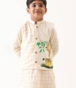 Jilmil boy cotton hand-painted nehru jacket