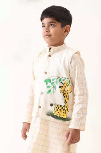 Jilmil boy cotton hand-painted nehru jacket