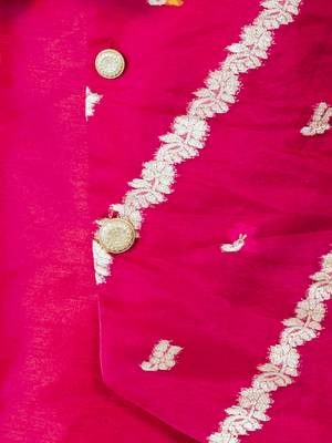 boy's pink organza kurta with pant( set of 2) 2