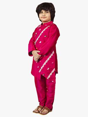 boy's pink organza kurta with pant( set of 2) 3