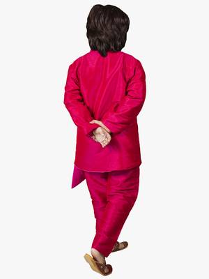 boy's pink organza kurta with pant( set of 2) 4
