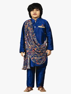 boy blue crush cotton drape kurta with pant. 1