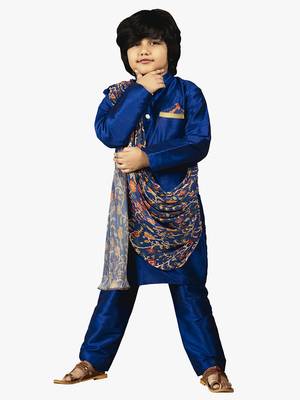 boy blue crush cotton drape kurta with pant. 2