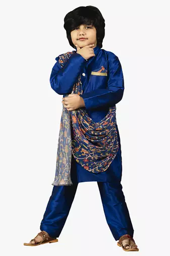 boy blue crush cotton drape kurta with pant.