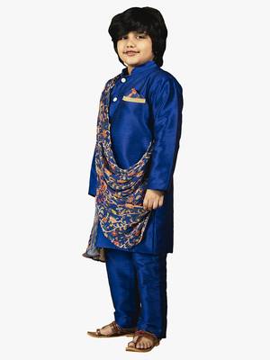 boy blue crush cotton drape kurta with pant. 4