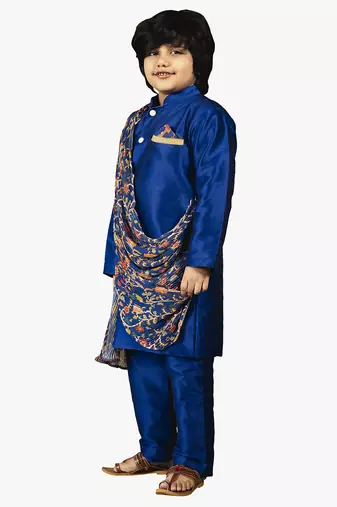 boy blue crush cotton drape kurta with pant.