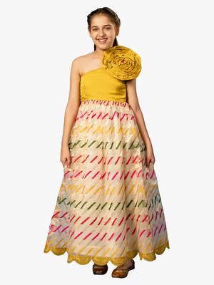girl's yellow organza long dress 1