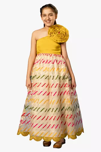 Jilmil girl's yellow organza long dress