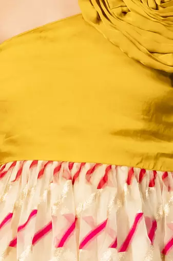 girl's yellow organza long dress
