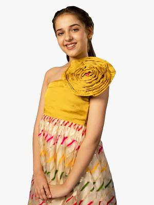 girl's yellow organza long dress 3