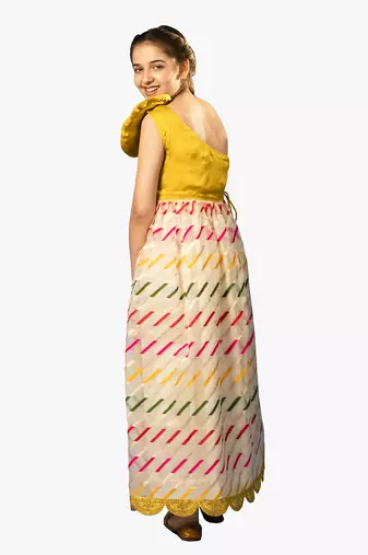 girl's yellow organza long dress