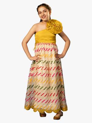 girl's yellow organza long dress 5