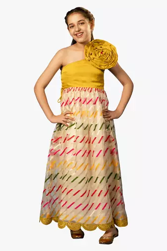 girl's yellow organza long dress